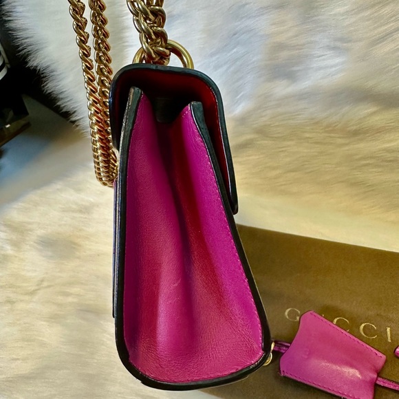 Gucci Red Pink and Gold Chain Shoulder Bag - Picture 8 of 14